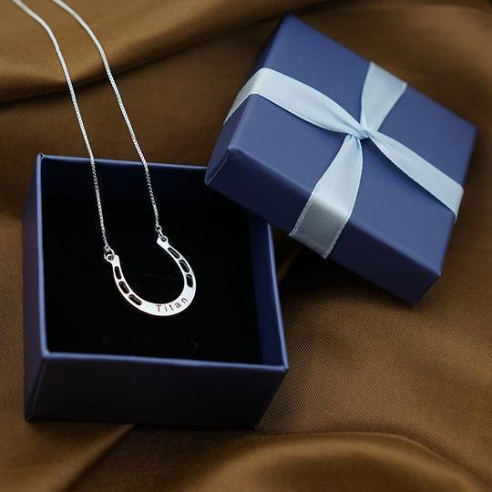 Mother's Day Gift Sterling silver Jewelry lucky Horse Shoe Pendant with Cable Chain for Girl
