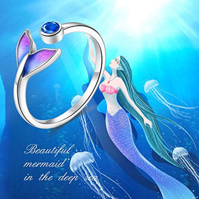 Mother's Day Gift Sterling Silver Mermaid Rings Jewelry