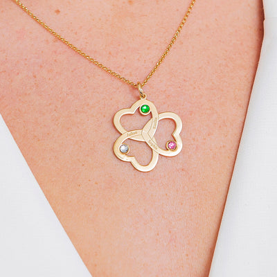 Mother's Day Gift Intertwined 1-6 Hearts Name Necklace With Birthstones