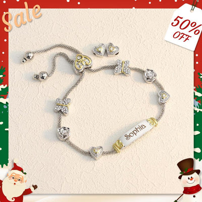 Christmas Gift Granddaughter Bolo Bracelet With Personalized Engravings