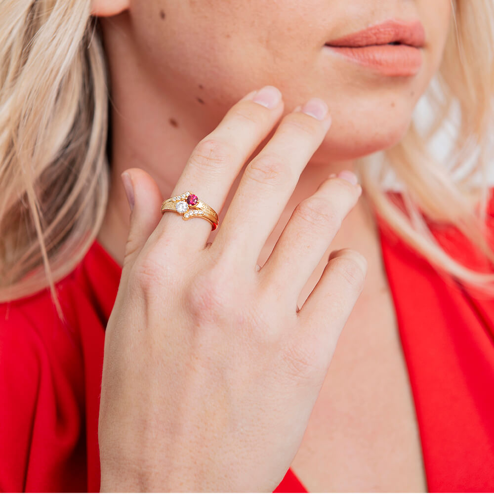 Mother's Day Gift Double Birthstone Inlay Ring