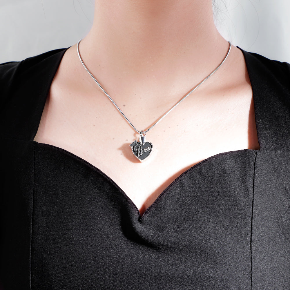 Mother's Day Gift Black peach heart (MOM) necklace