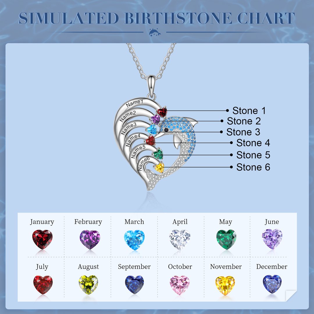 Mother's Day Gift Personalized Heart Dolphin Necklace