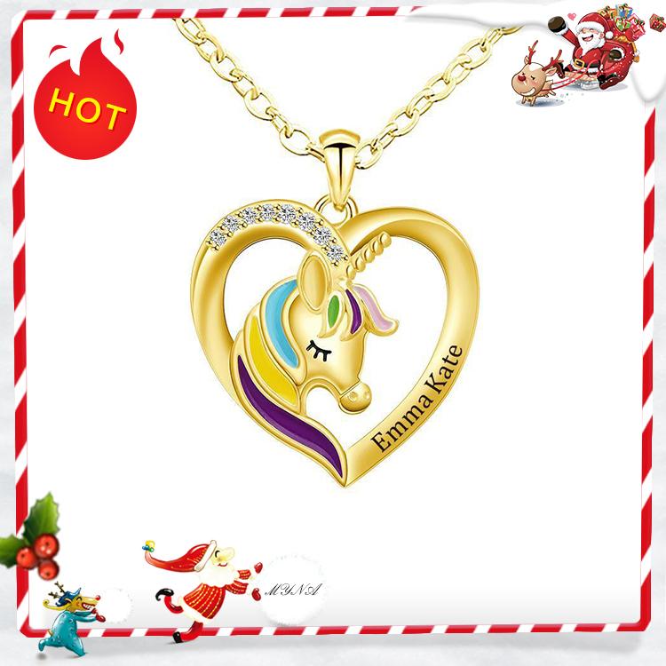 Mother's Day Gift Personalized Rainbow Unicorn Necklace-Fast Shipping guaranteed