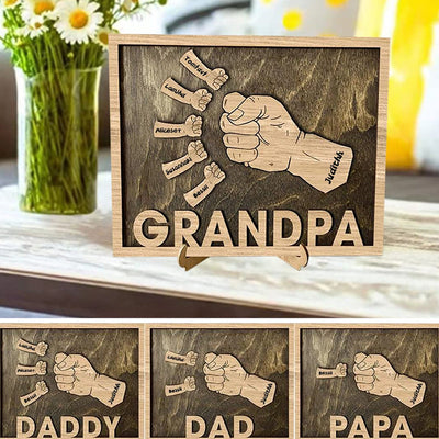 Personalized Fist Bump Sign Home Decor Wood Frame for Father's Day