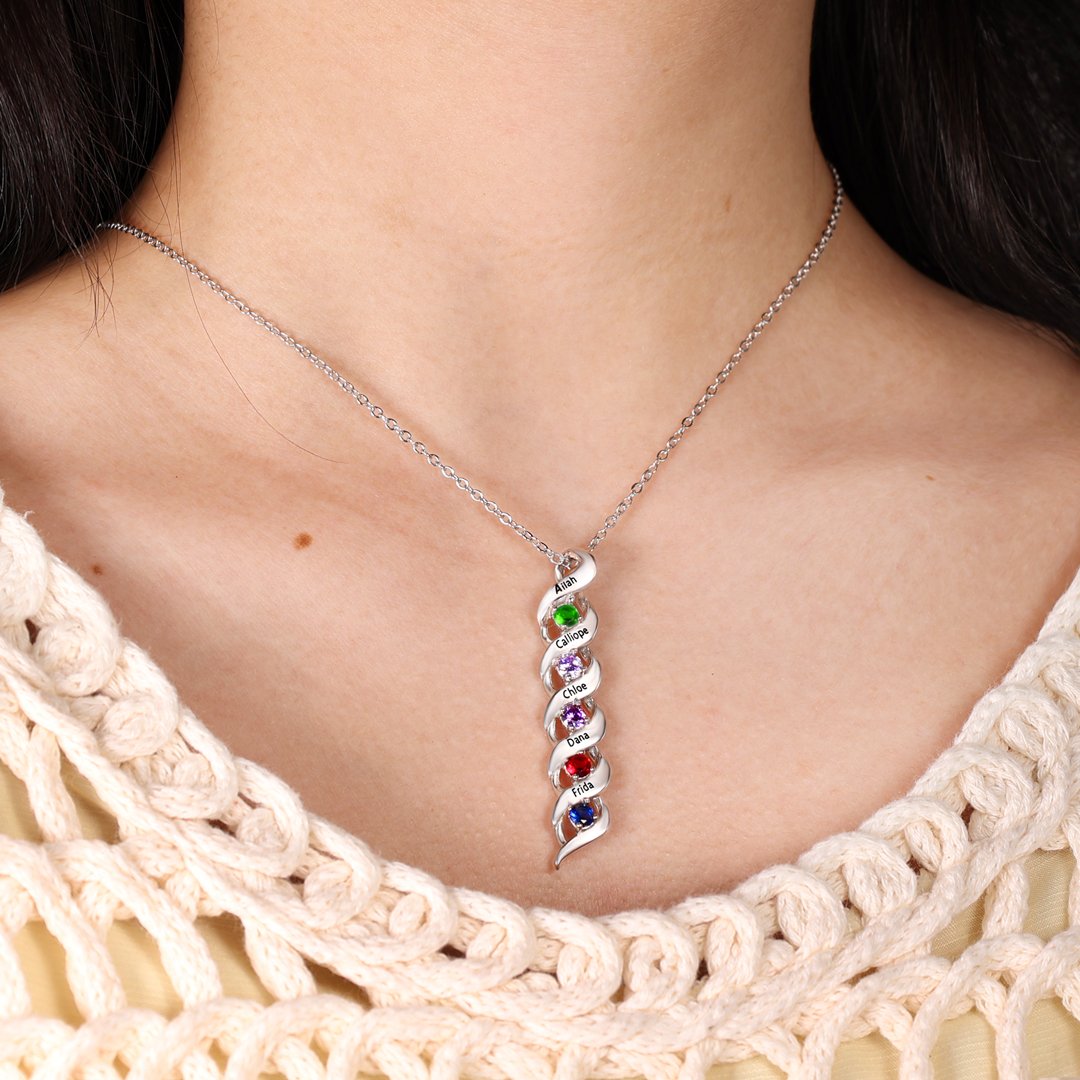 Mother's Day Gift Personalized Mother Necklace Cascading Pendant with Birthstones