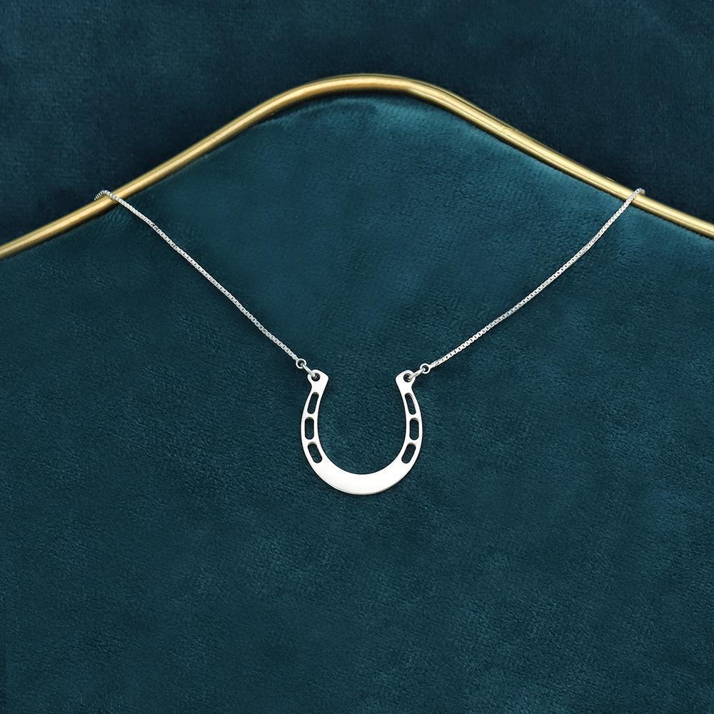 Mother's Day Gift Sterling silver Jewelry lucky Horse Shoe Pendant with Cable Chain for Girl