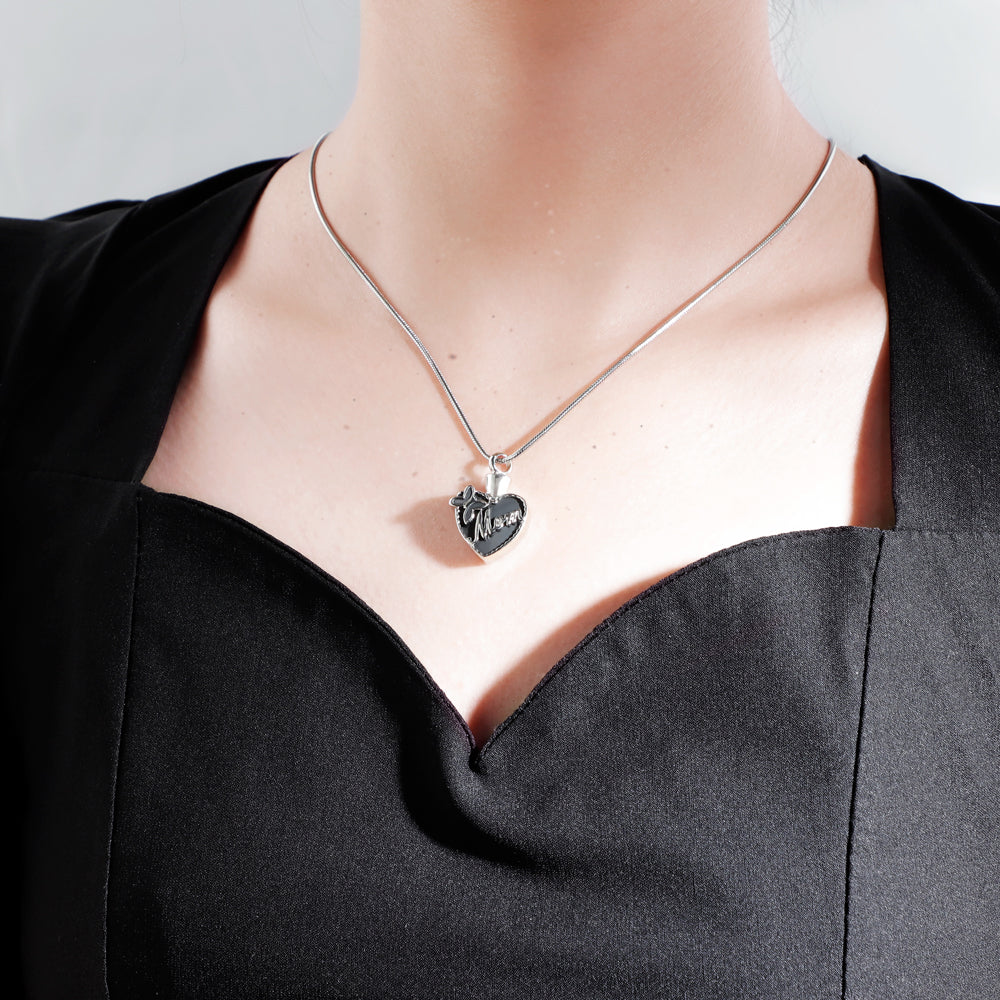 Mother's Day Gift Black peach heart (MOM) necklace