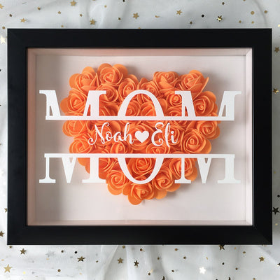 Personalized Mom Flower Shadow Box With Kids Name For Mother's Day