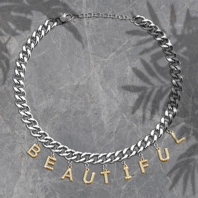 Mother's Day Gift Cuba Jewelry Diamond Initial Name Necklace