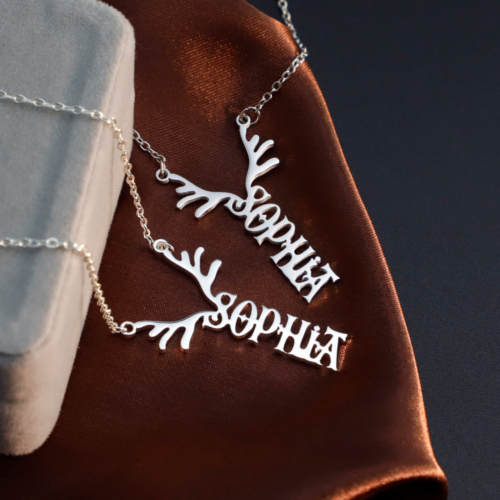 Mother's Day Gift Antler Name Necklace