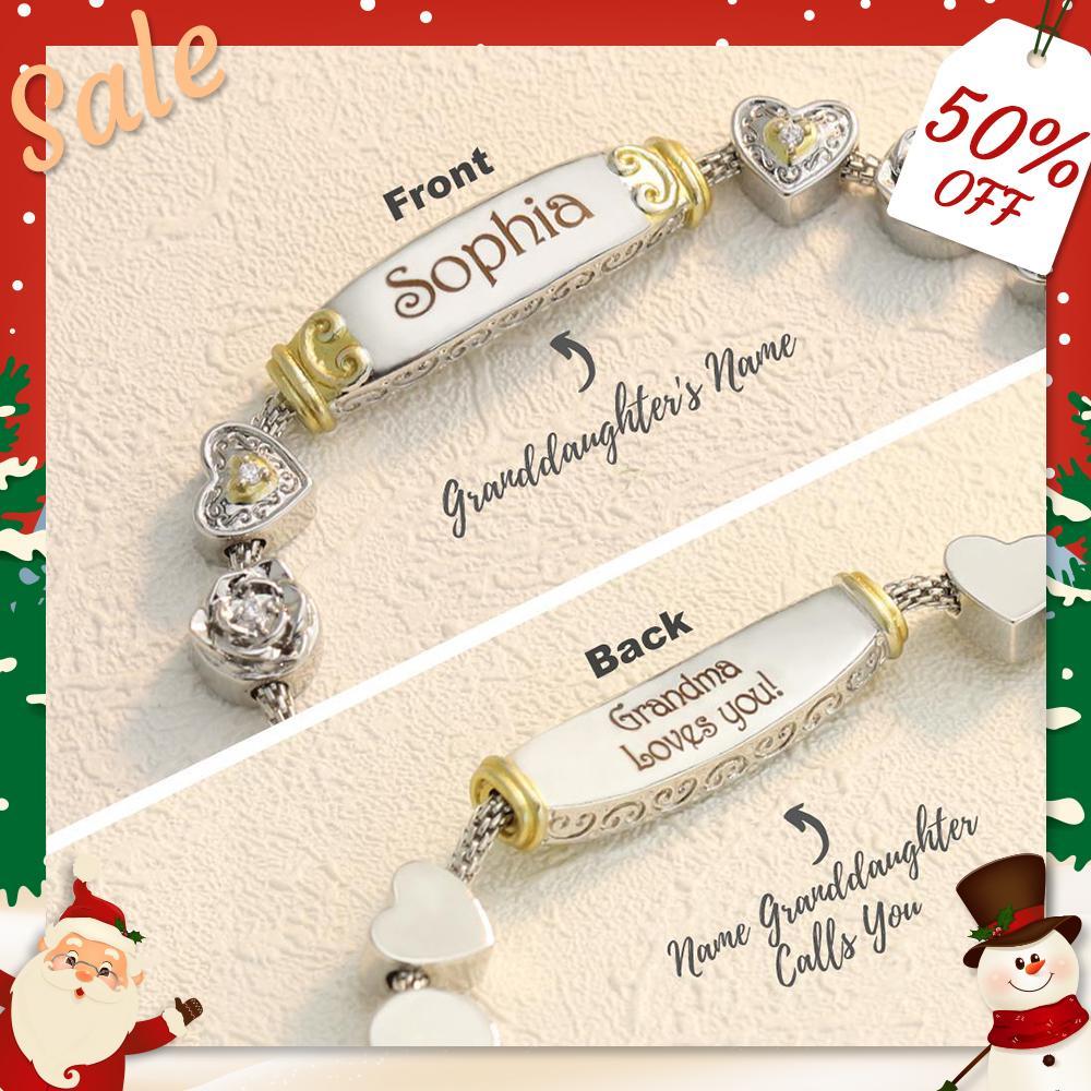 Christmas Gift Granddaughter Bolo Bracelet With Personalized Engravings