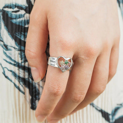 Personalized Family Ring with Names and Birthstones