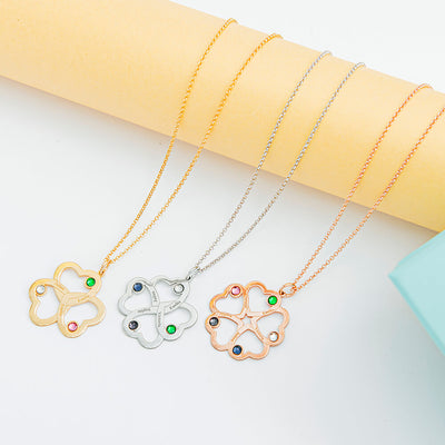 Mother's Day Gift Intertwined 1-6 Hearts Name Necklace With Birthstones