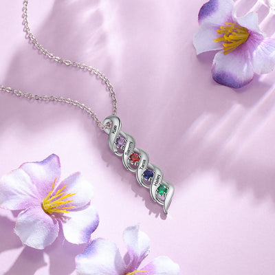 Mother's Day Gift Personalized Mother Necklace Cascading Pendant with Birthstones