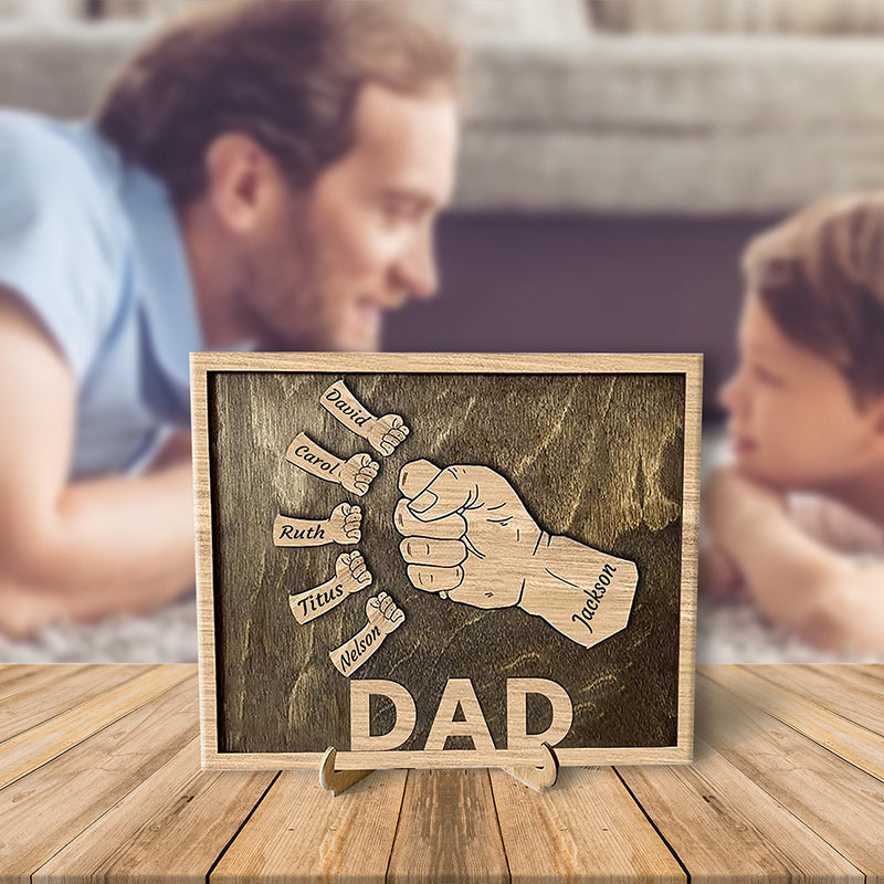 Personalized Fist Bump Sign Home Decor Wood Frame for Father's Day
