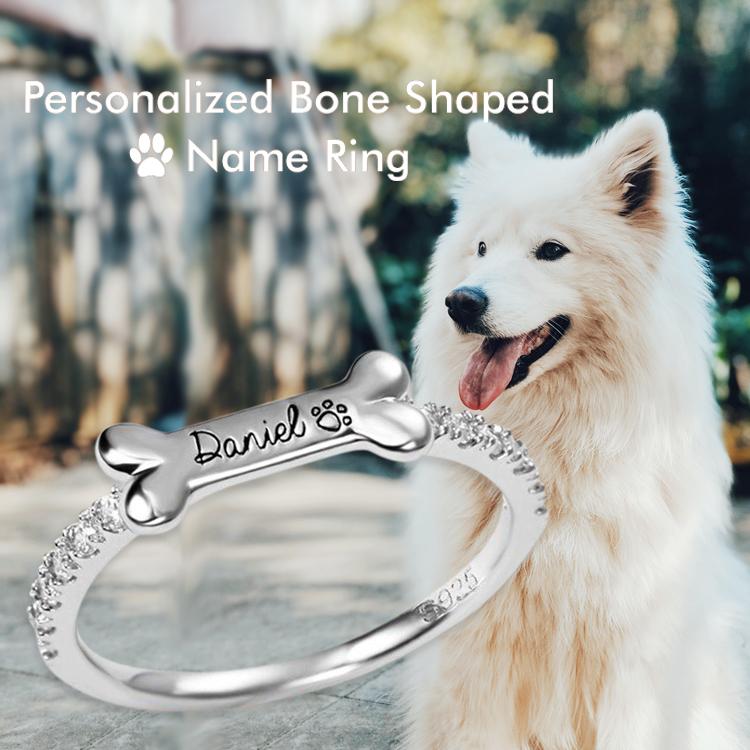 Mother's Day Gift Engraved Ear & Bone Shaped Pet Ring