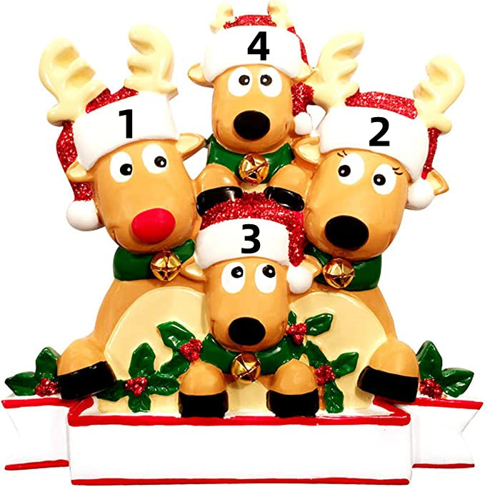 Christmas Gift Custom Cartoon Reindeer Family Christmas Ornament