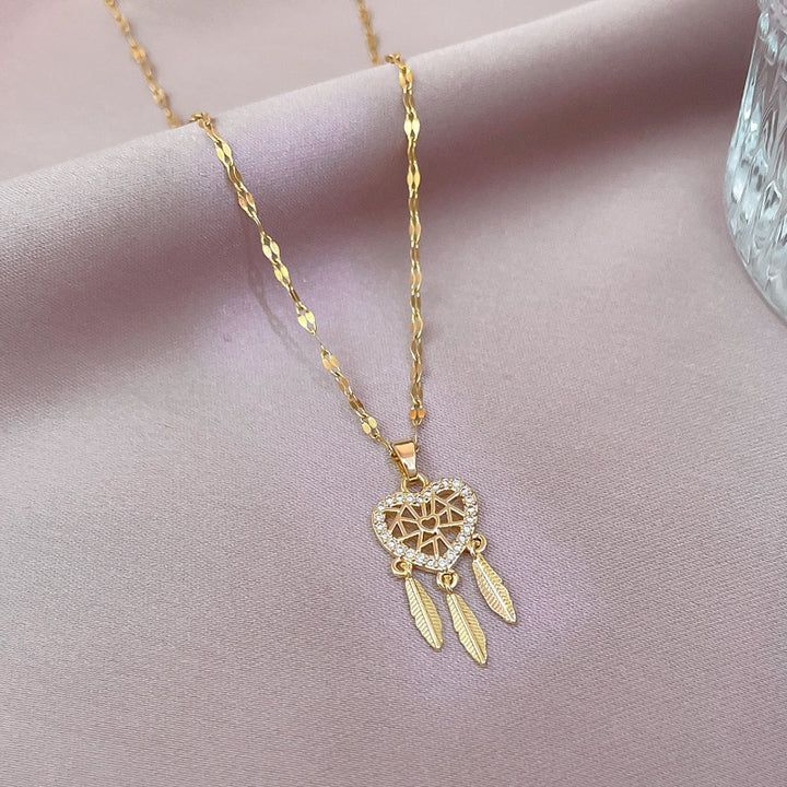 Dreamcatcher 14k Solid Gold Earrings + Necklace