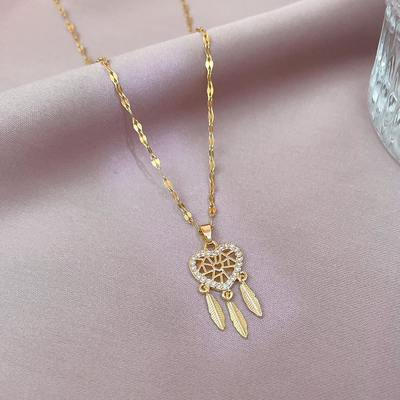 Dreamcatcher 14k Solid Gold Earrings + Necklace