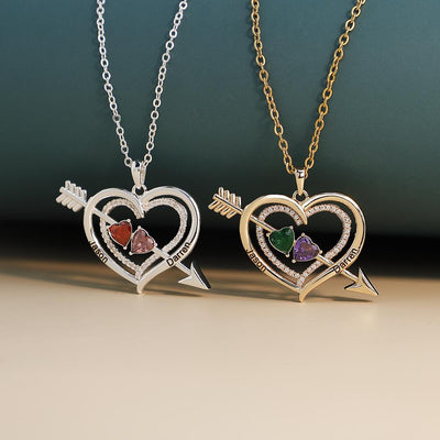 Valentine's Day Gift Forever Love Birthstone & Diamond Heart Pendant Necklace