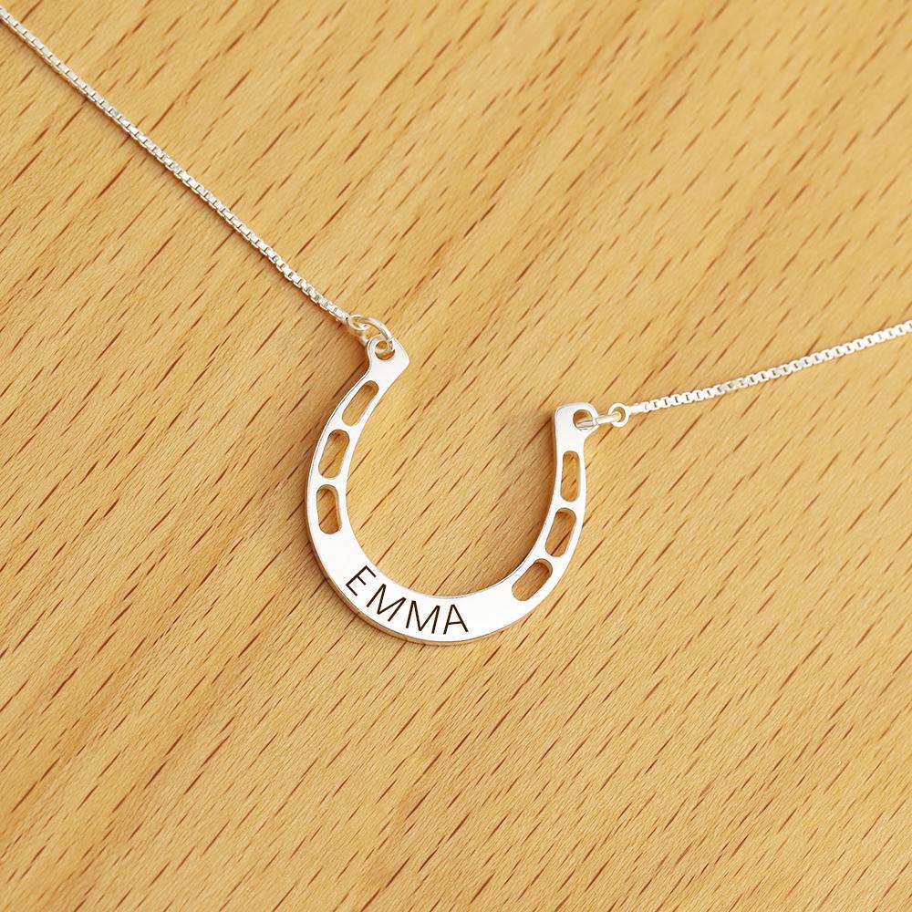 Mother's Day Gift Sterling silver Jewelry lucky Horse Shoe Pendant with Cable Chain for Girl