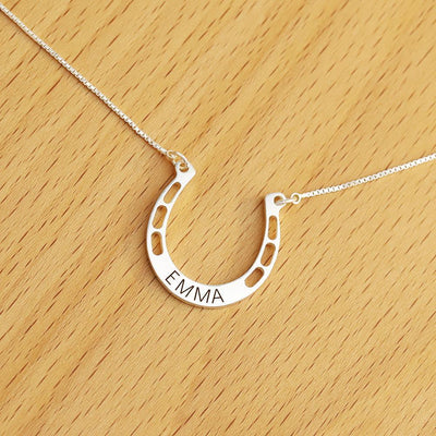 Mother's Day Gift Sterling silver Jewelry lucky Horse Shoe Pendant with Cable Chain for Girl