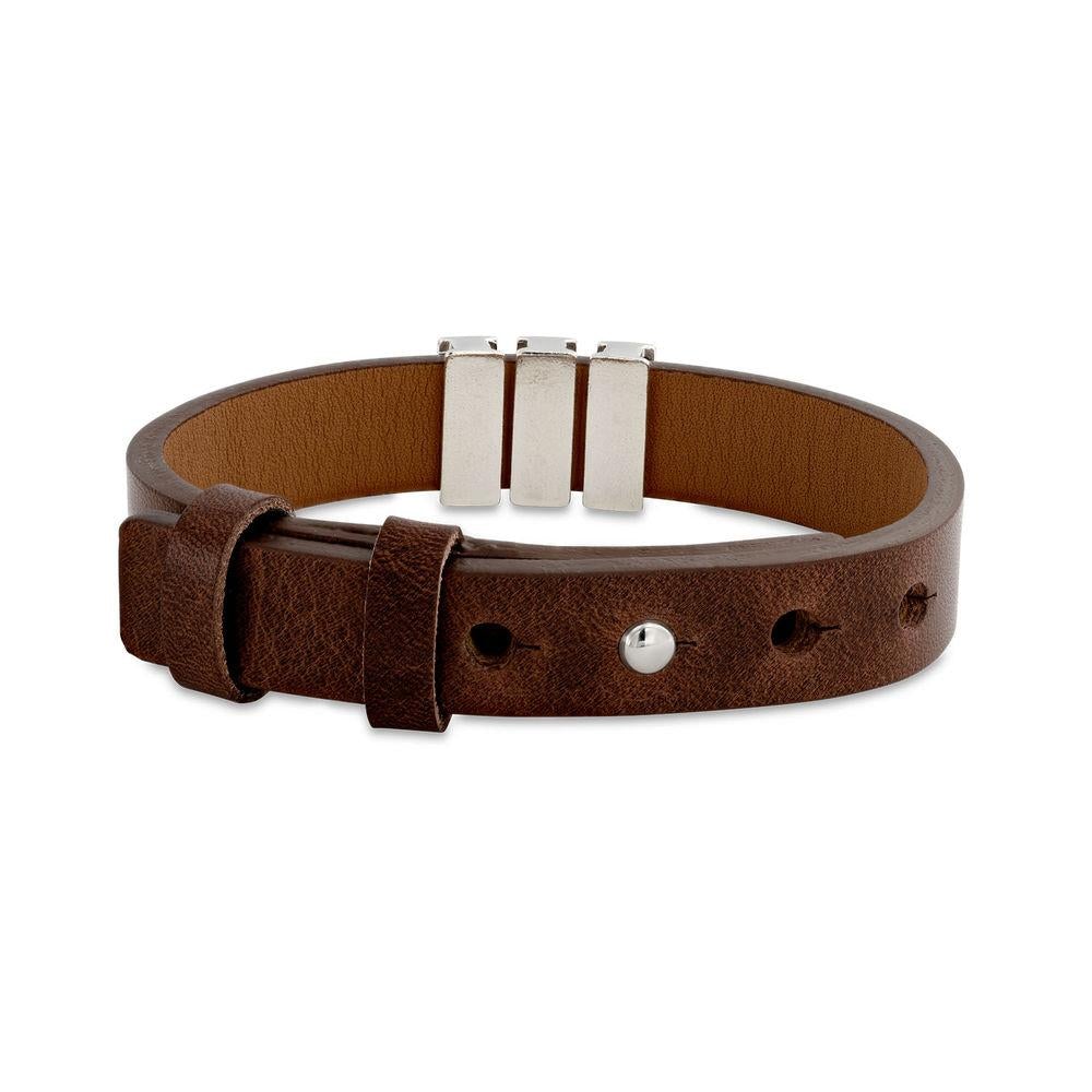 Father's Day Gift Men's Leather Bracelet with Custom Silver Beads