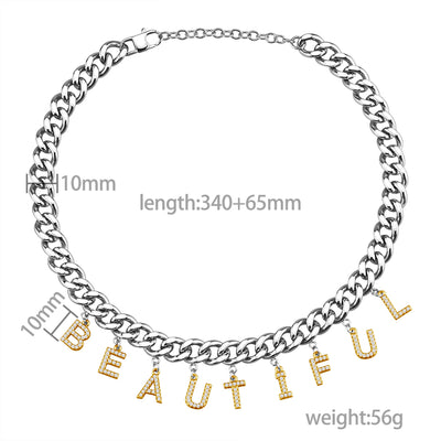 Mother's Day Gift Cuba Jewelry Diamond Initial Name Necklace
