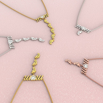 Mother's Day Gift Personalised Heart Crystal Mom Necklace With Baby Feet