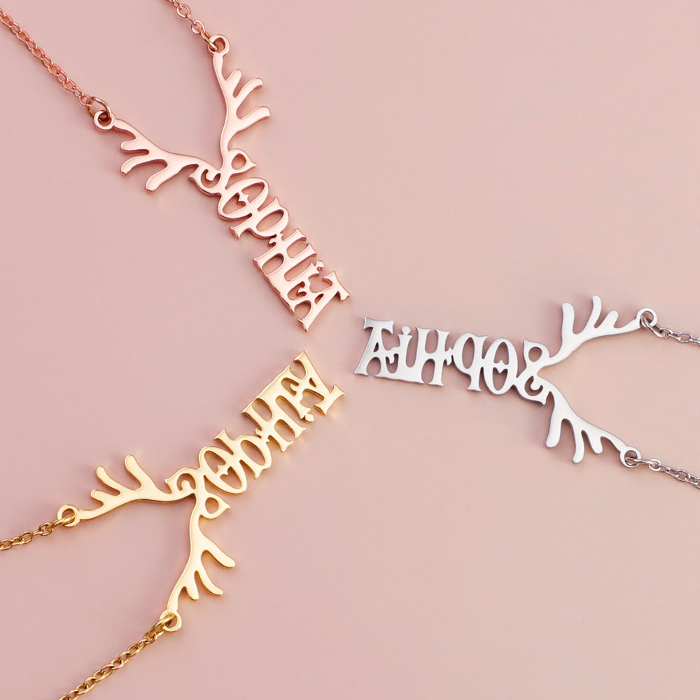 Mother's Day Gift Antler Name Necklace