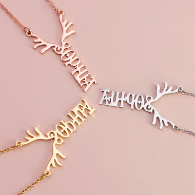 Mother's Day Gift Antler Name Necklace