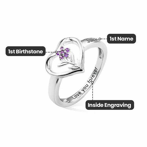 Personalized Family Ring with Names and Birthstones