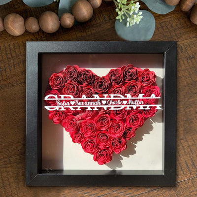 Personalized Mom Flower Shadow Box With Kids Name For Mother's Day