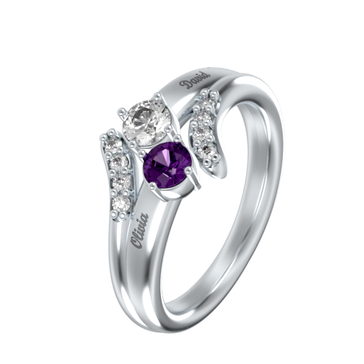Mother's Day Gift Double Birthstone Inlay Ring