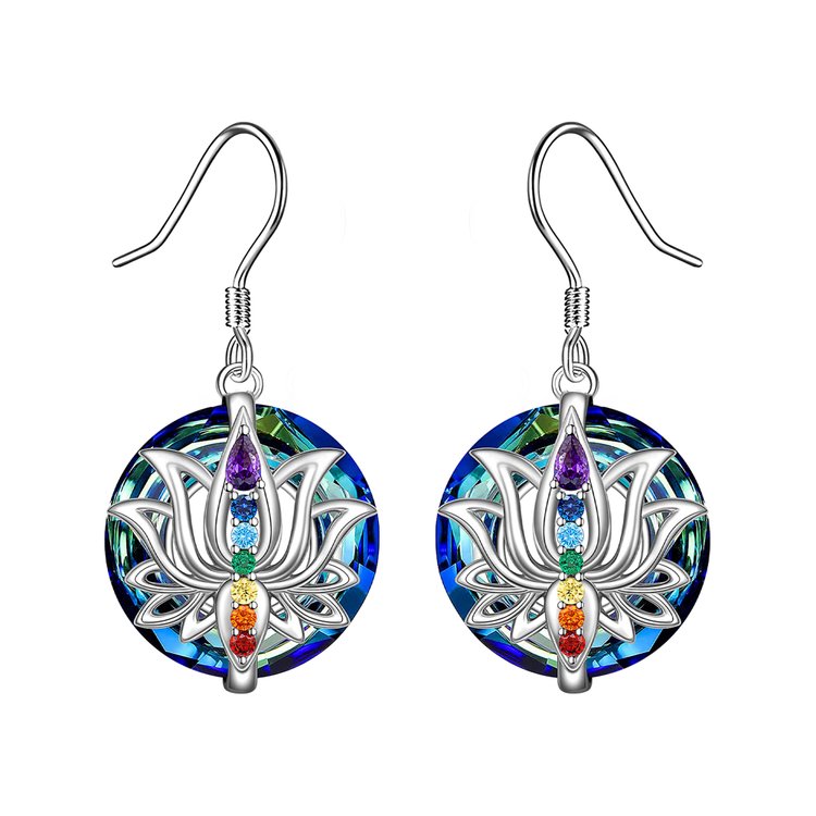 S925 Move on Colorful Crystal Lotus Necklace