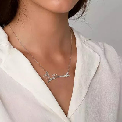 Mother's Day Gift Fashion Name Necklace with Birth Flower