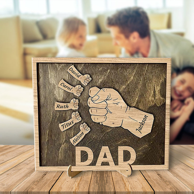 Personalized Fist Bump Sign Home Decor Wood Frame for Father's Day