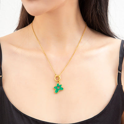 Mother's Day Gift Gold Diamond Turquoise  Necklace