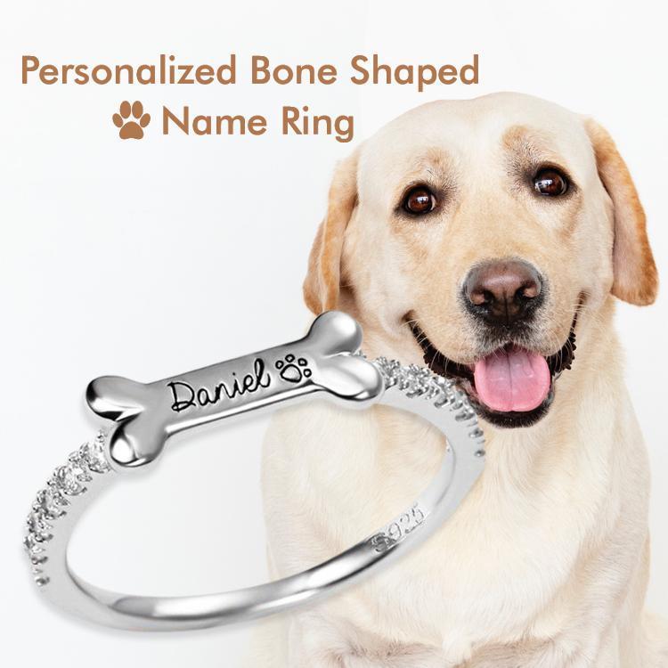 Mother's Day Gift Engraved Ear & Bone Shaped Pet Ring
