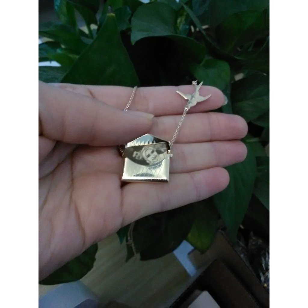 Mother's Day Gift For Her Personalised Photo Envelope Necklace with Bird