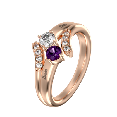Mother's Day Gift Double Birthstone Inlay Ring
