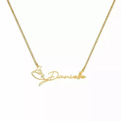 Mother's Day Gift Fashion Name Necklace with Birth Flower