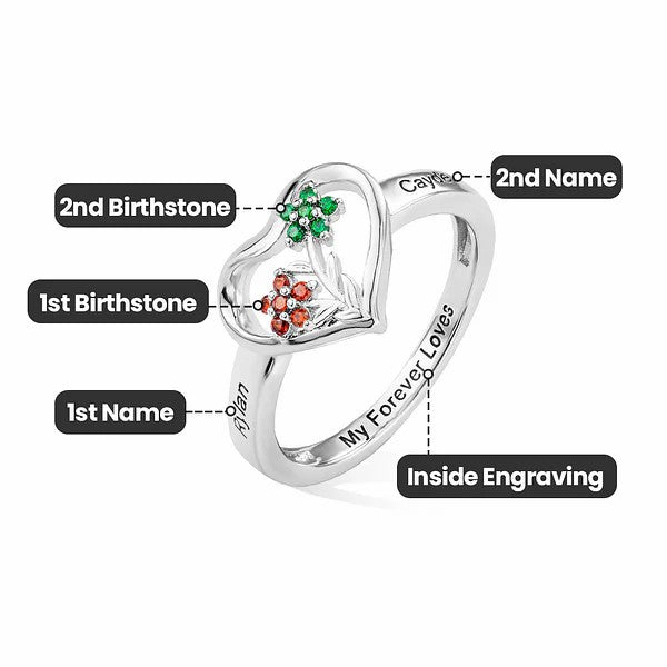 Personalized Family Ring with Names and Birthstones