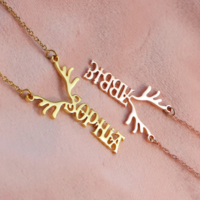 Mother's Day Gift Antler Name Necklace