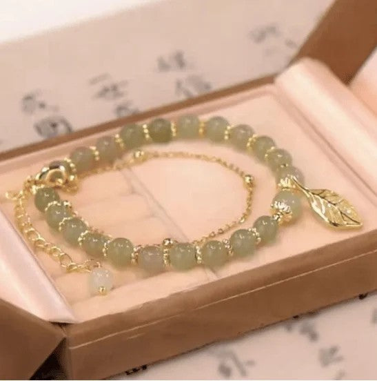 Hetian Jade Gold Leaf Bracelet