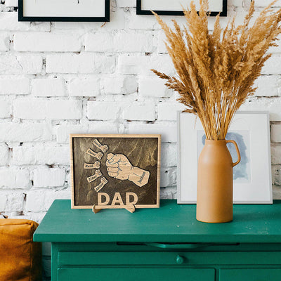 Personalized Fist Bump Sign Home Decor Wood Frame for Father's Day