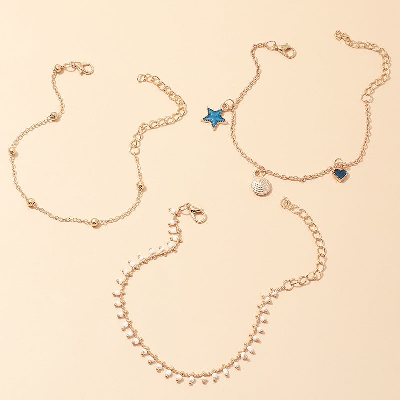 Bohemia Shell Charm Anklet Beaded Foot Chain for Women Girls
