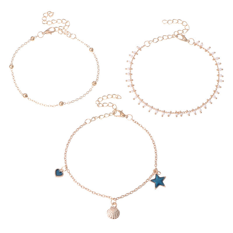 Bohemia Shell Charm Anklet Beaded Foot Chain for Women Girls