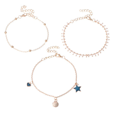 Bohemia Shell Charm Anklet Beaded Foot Chain for Women Girls